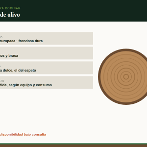 Leña de olivo: sección de tronco de olivo, la madera de aroma dulce de los espetos