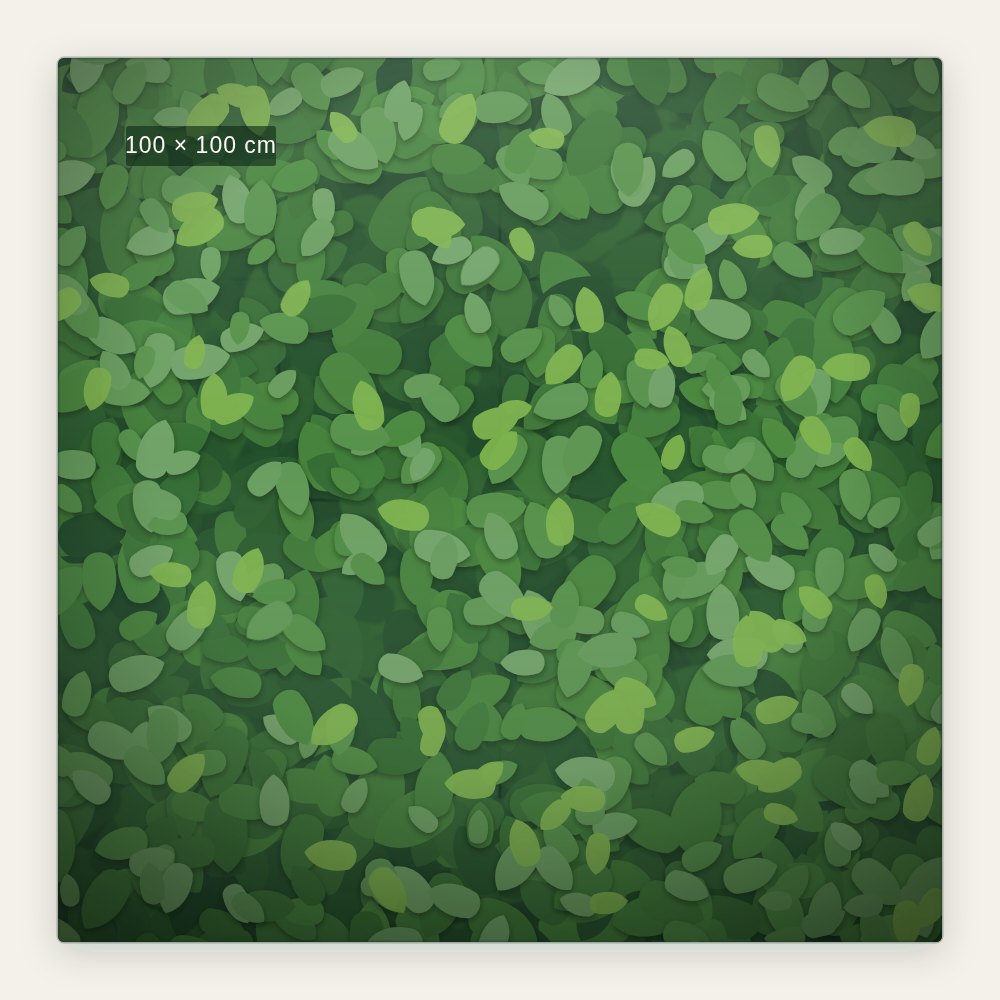 Panel vegetal tropical con relieve: selva Formentor: panel vertical de follaje artificial de 100 × 100 cm