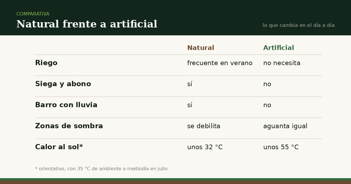 Césped artificial o natural: qué cambia de verdad y cuál te conviene