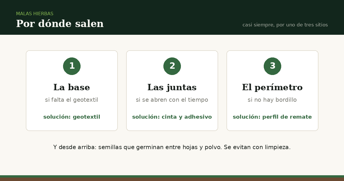 Malas hierbas en el césped artificial: por qué salen y cómo evitarlas